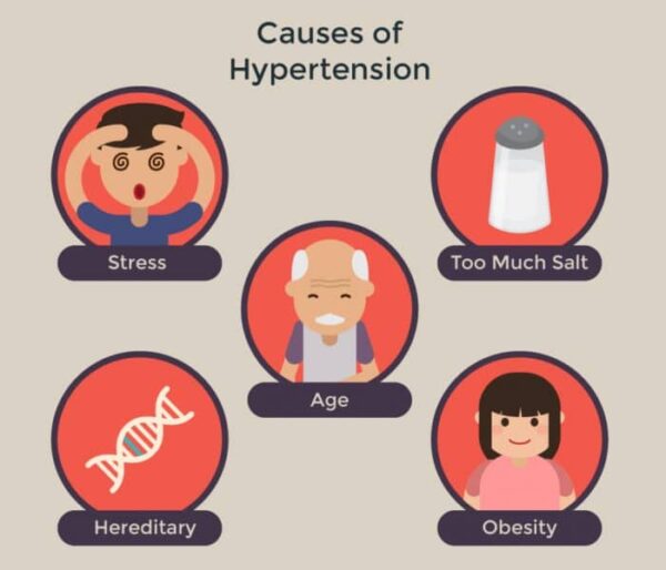 Causes of high blood pressure of hypertension
