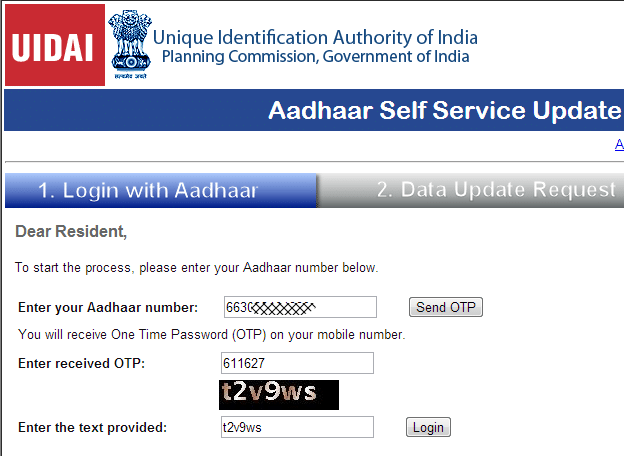 Uidai Aadhar Update